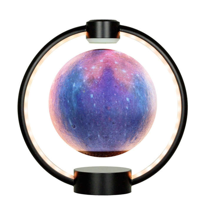Magnetic Levitation Bluetooth Speaker Ornament Desktop Ambient Glow Night Lights, Style: Black St...