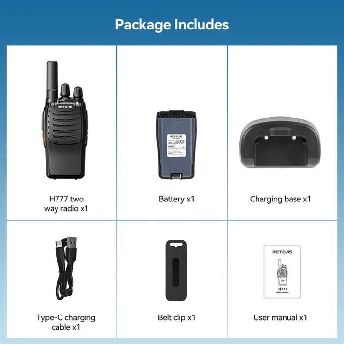 RETEVIS H777 16 Channels Compact Portable Handheld Walkie Talkie With Charging Base, Style: PMR