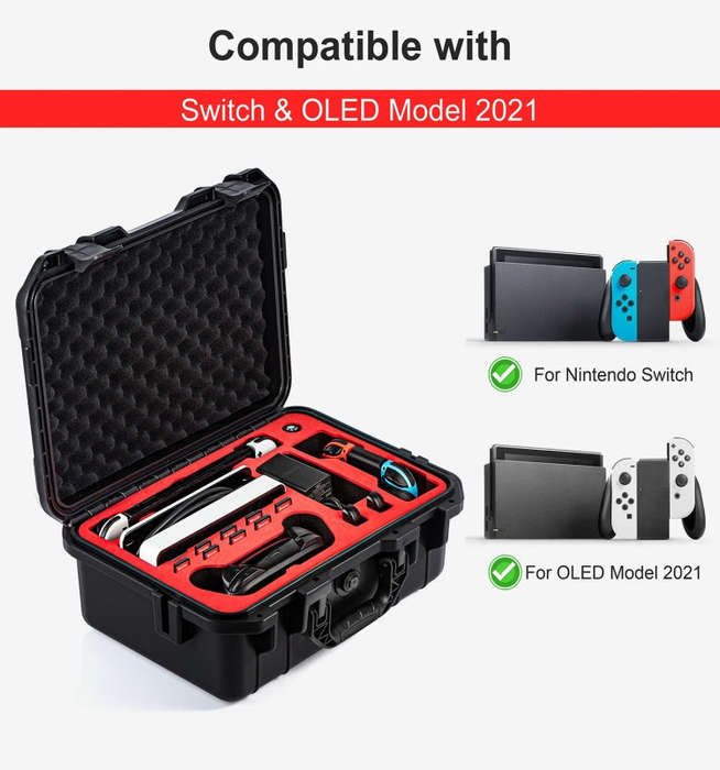 DEVASO For Switch / OLED IP67 Waterproof Storage Case Hardshell Bag, Color: Orange Blue+Shoulder ...