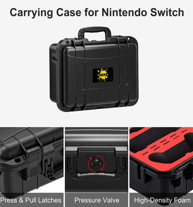 DEVASO For Switch / OLED IP67 Waterproof Storage Case Hardshell Bag, Color: Black White+Shoulder ...