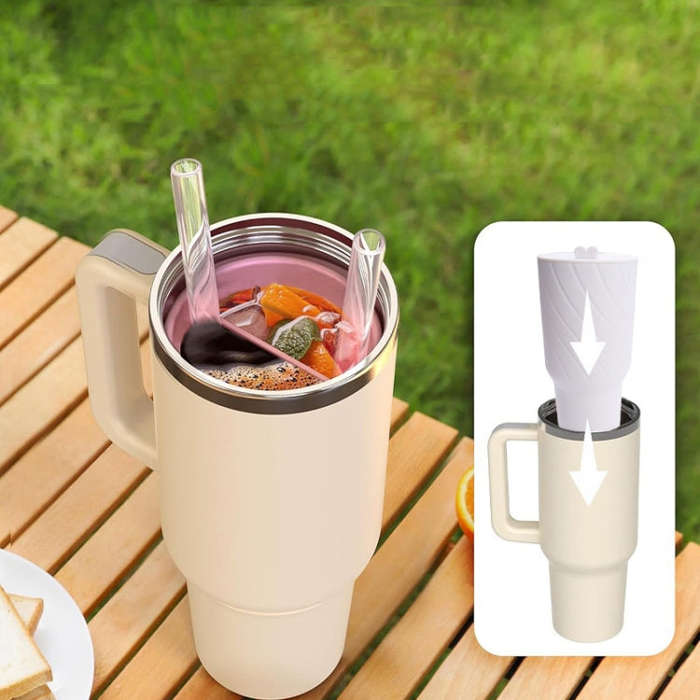 For Stanley Cup 2-divided Silicone Liner Compartment Cup, Size: 40oz(Pink)