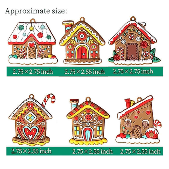 6pcs /Set House Christmas Decorations Pendants PVC Hanging Christmas Tree Ornaments Scene Arrange...