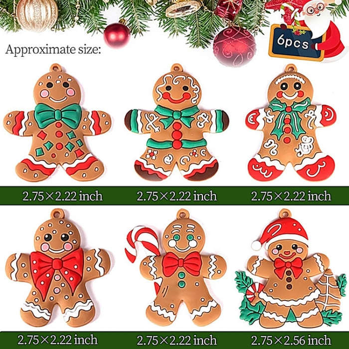6pcs /Set Gingerbread Man Christmas Decorations Pendants PVC Hanging Christmas Tree Ornaments Sce...