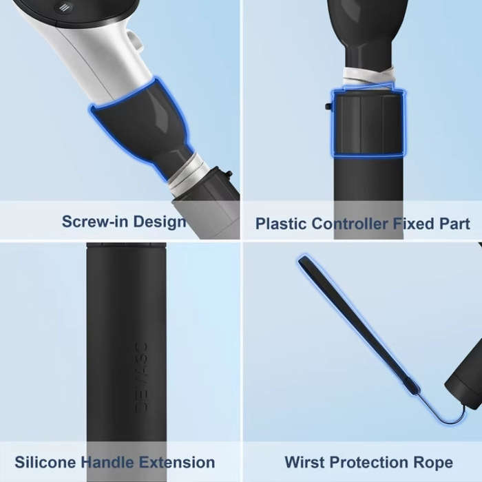 DEVASO For Quest 3S / 3 Game Lightsaber Golf Game Extension Pole Baseball Grip Accessories(Black)