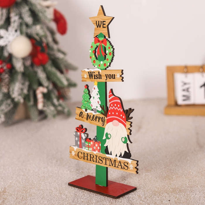 Christmas Decoration Wooden Desktop Ornament Restaurant Bar Scene Layout Decoration Crafts(Facele...