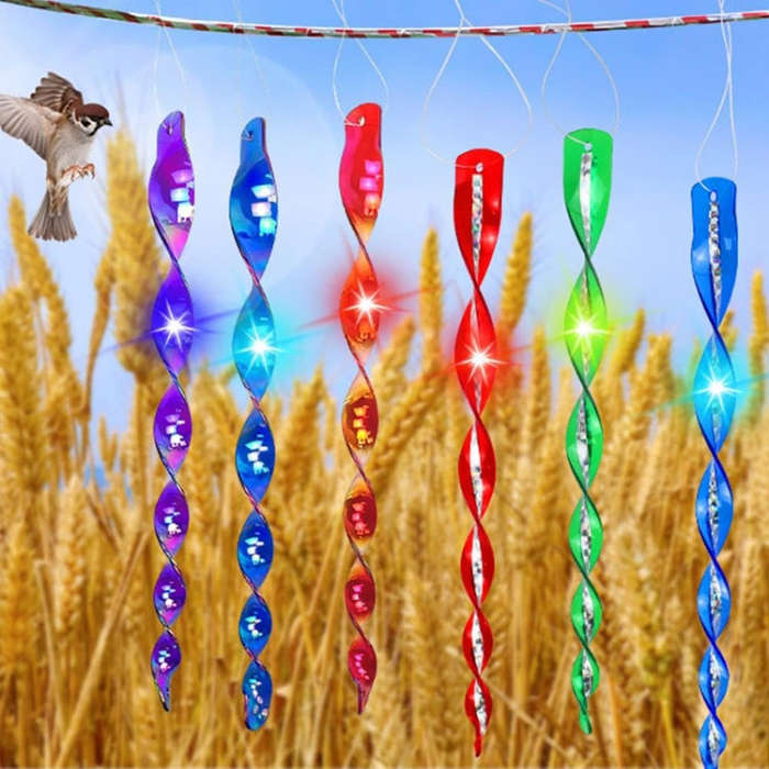 10pcs / Set 30cm Laser Bird Repellent Spiral Wind Reflective Stick Orchard Balcony Garden Decoration