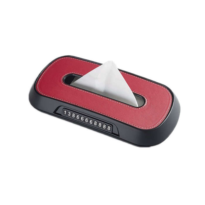 Car Sun Visor Hanging Sunroof Seat Back Tissue Box, Color: Leather Red