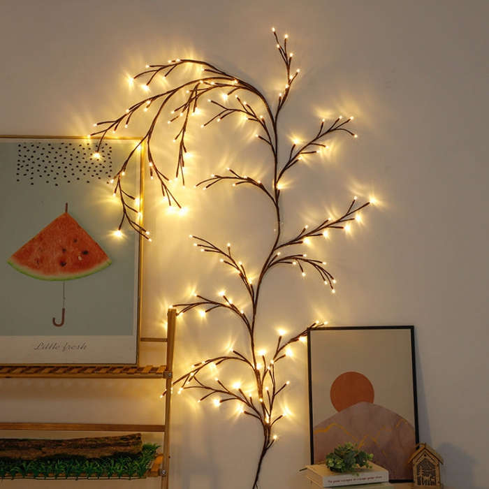 2.3m 144 LEDs Branch Rattan String Lights Wedding Home Decor Garland Lamps, Style: USB Always-on(...