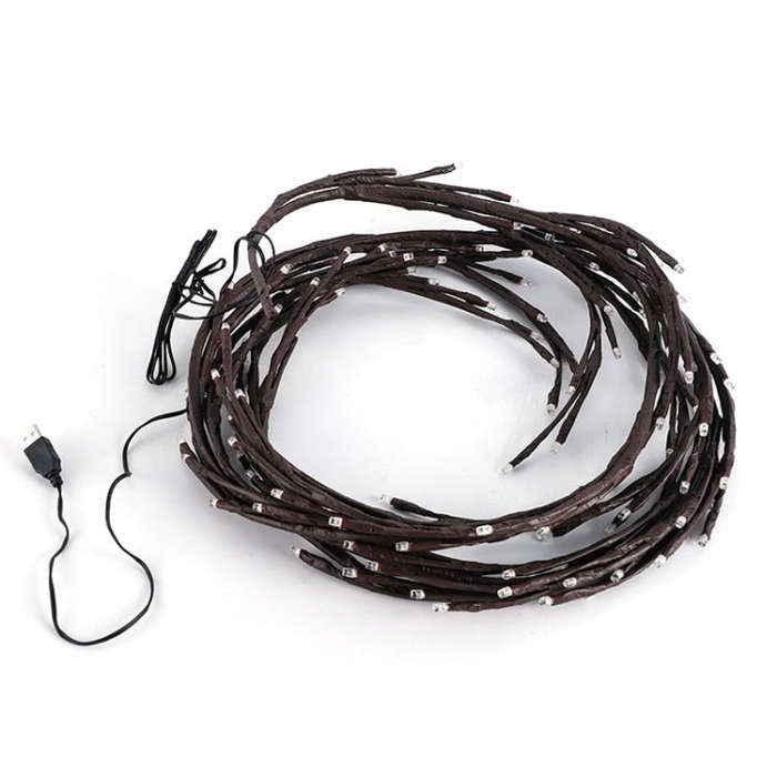 2.3m 144 LEDs Branch Rattan String Lights Wedding Home Decor Garland Lamps, Style: USB Always-on(...