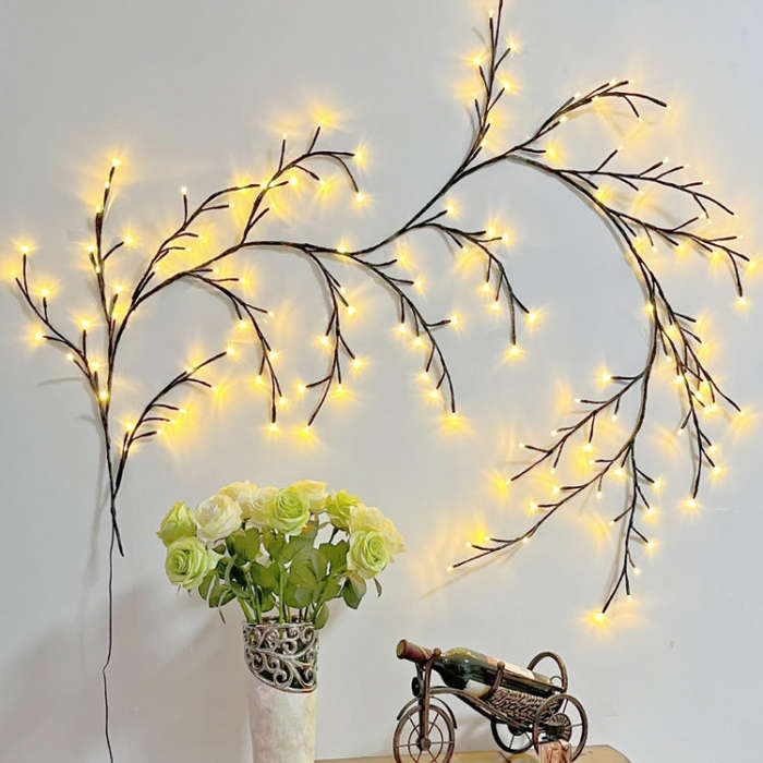 2.3m 144 LEDs Branch Rattan String Lights Wedding Home Decor Garland Lamps, Style: USB Always-on(...