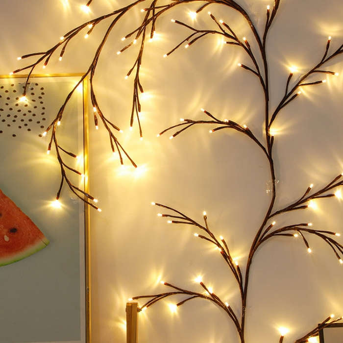 2.3m 144 LEDs Branch Rattan String Lights Wedding Home Decor Garland Lamps, Style: USB Always-on(...