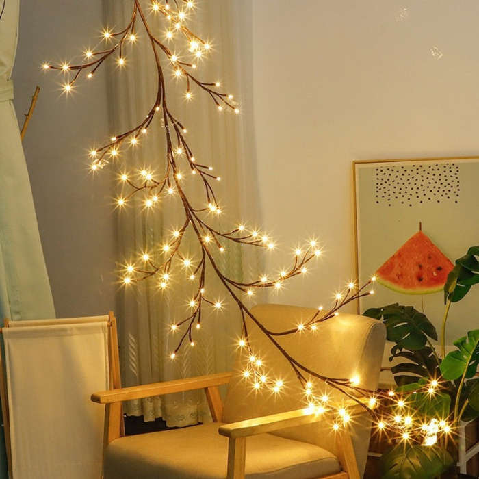 2.3m 144 LEDs Branch Rattan String Lights Wedding Home Decor Garland Lamps, Style: USB Always-on(...