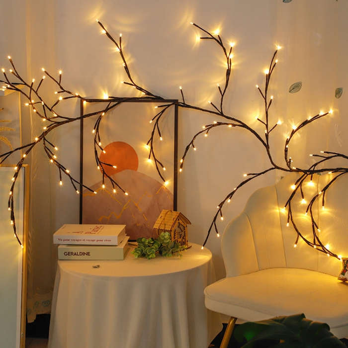 2.3m 144 LEDs Branch Rattan String Lights Wedding Home Decor Garland Lamps, Style: USB Always-on(...