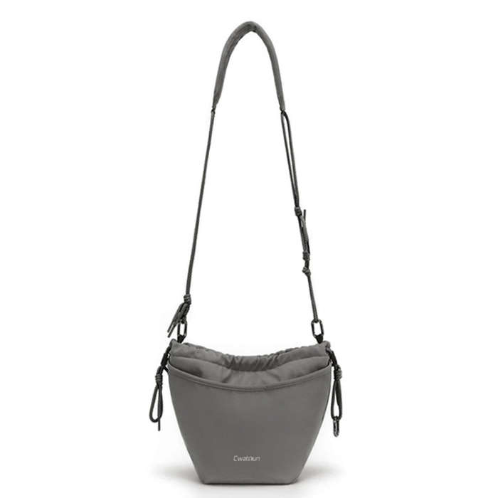 Cwatcun D159 Cloud Drawstring Camera Bag Shoulder Crossbody Photo Bag(Gray)