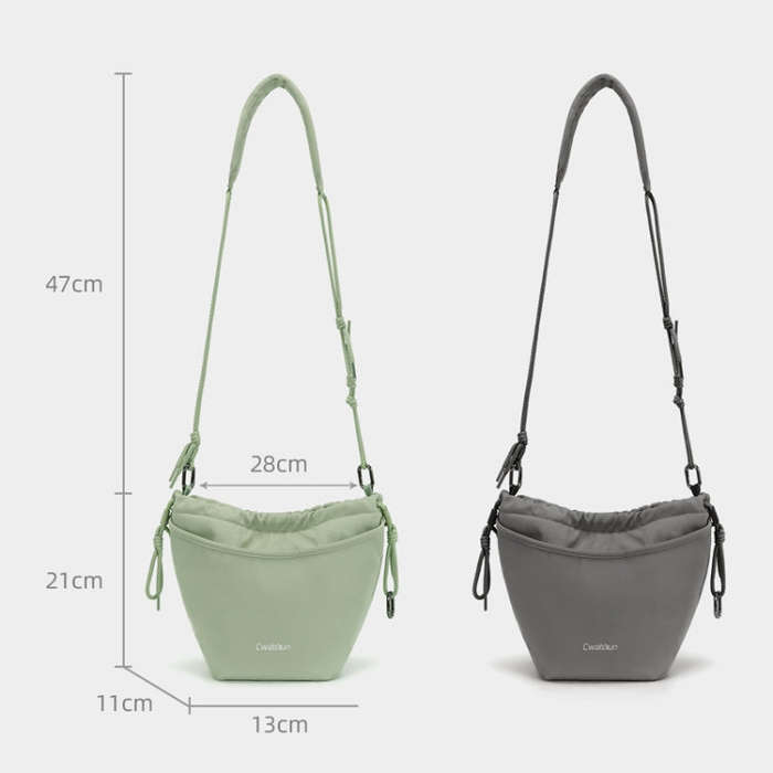 Cwatcun D159 Cloud Drawstring Camera Bag Shoulder Crossbody Photo Bag(Gray)