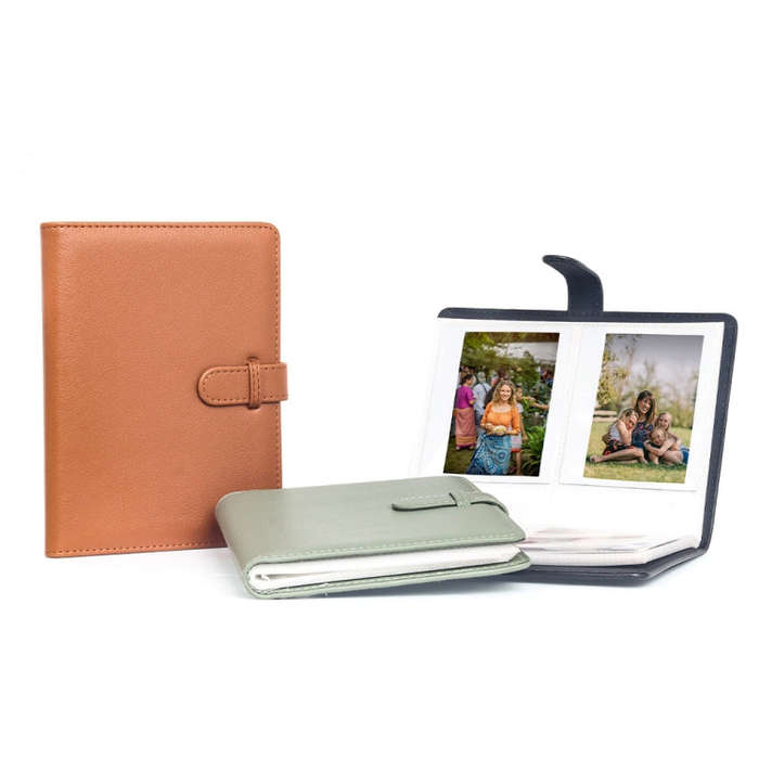 3 Inch 80 Pockets Photo Lychee Print Album Photo Book Card Album(Brown)