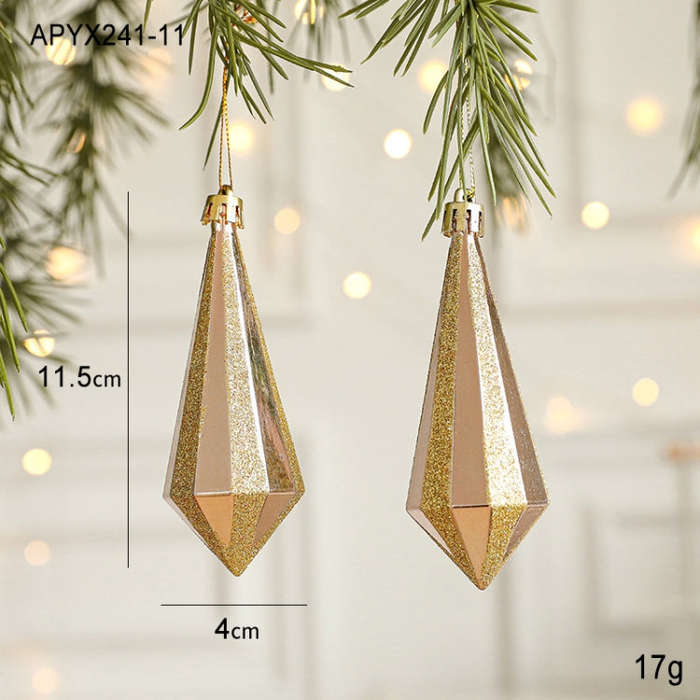 2pcs Christmas Decoration Christmas Tree Pendant Hanging Ornament, Style: Diamond Pendant