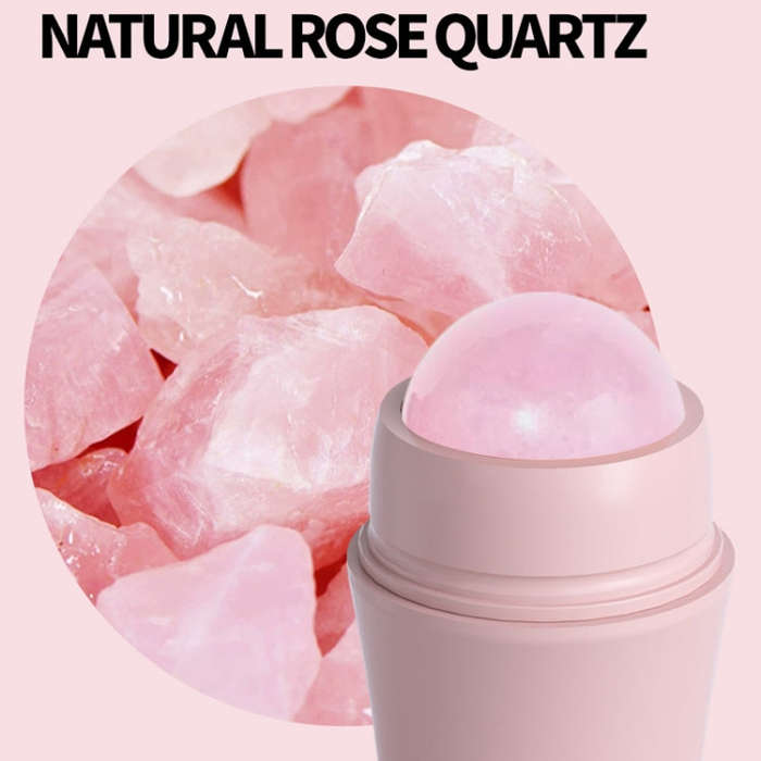 Natural Rose Quartz Face Oil Absorbing Roller Volcanic Stone Facial Skin Repair Cleansing Massage...