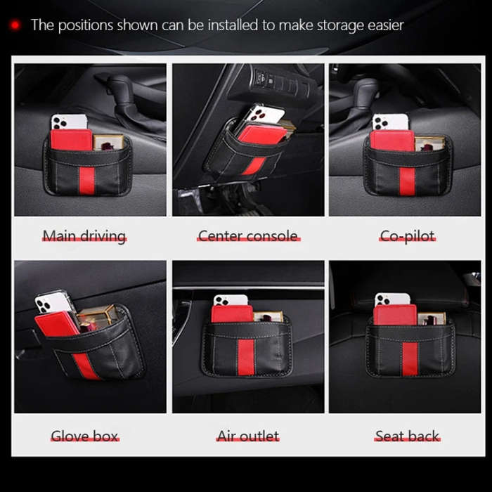 Multifunctional Car-Mounted Adhesive Mesh Bag For Storage Hanging Bags(Red)