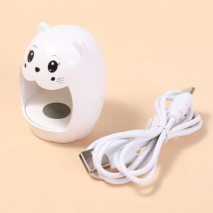 Mini LED Nail Light Therapy Lamp USB Quick Drying Nail Polish Baking Lamp(White)