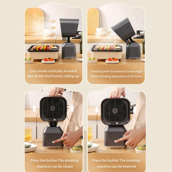 Desktop Range Hood Barbecue Small Movable Liftable Extractor Hood 2 Wind Speeds Adjust EU Plug