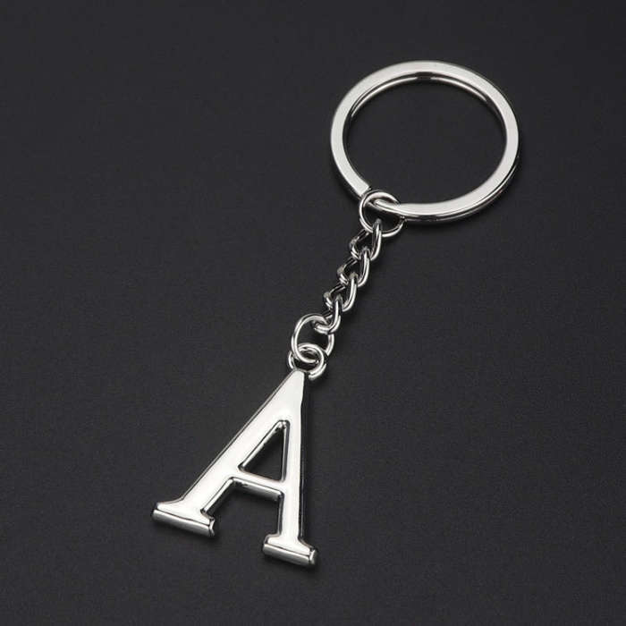 Double-Sided Three-Dimensional Plating Alphabet Keychain, Style: A