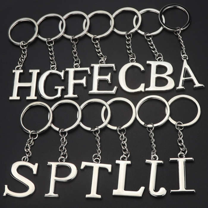 Double-Sided Three-Dimensional Plating Alphabet Keychain, Style: R