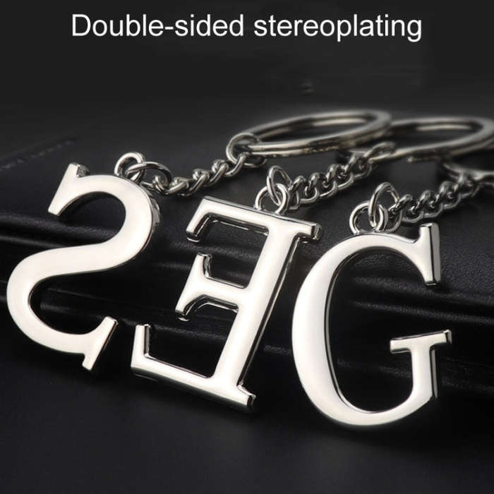 Double-Sided Three-Dimensional Plating Alphabet Keychain, Style: R