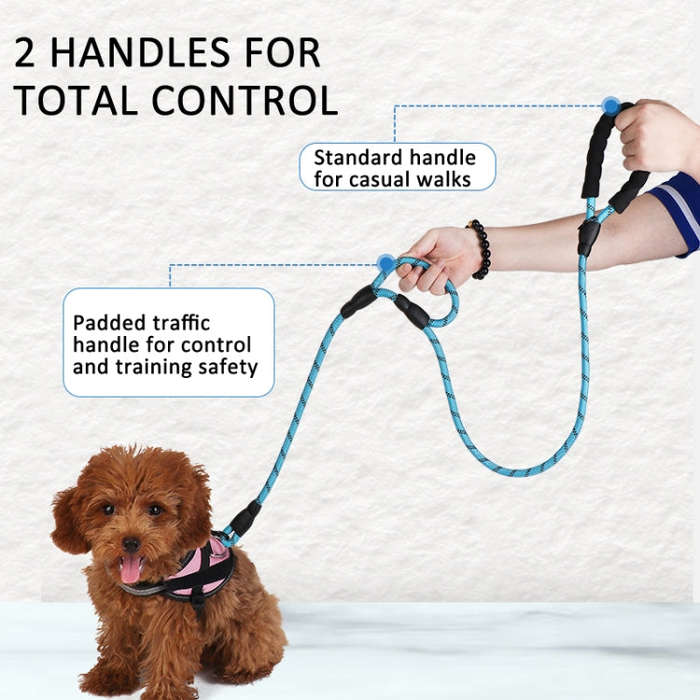Double Handle Dog Leash Nylon Reflective Rope for Control Safety Training, Size: 150 x 1.2cm(Red)