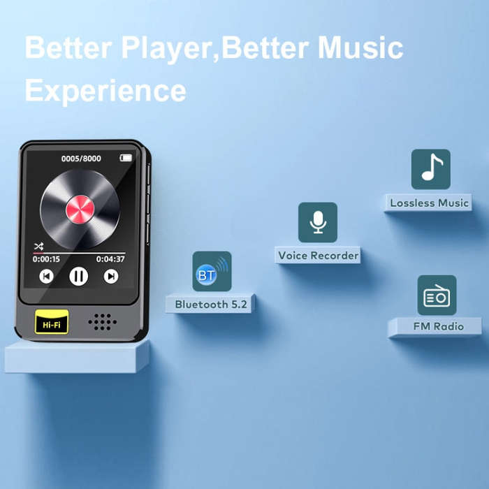 MP3 / MP4 Music Player Bluetooth Radio E-book Playback Walkman, Memory: No TF Card(Black)