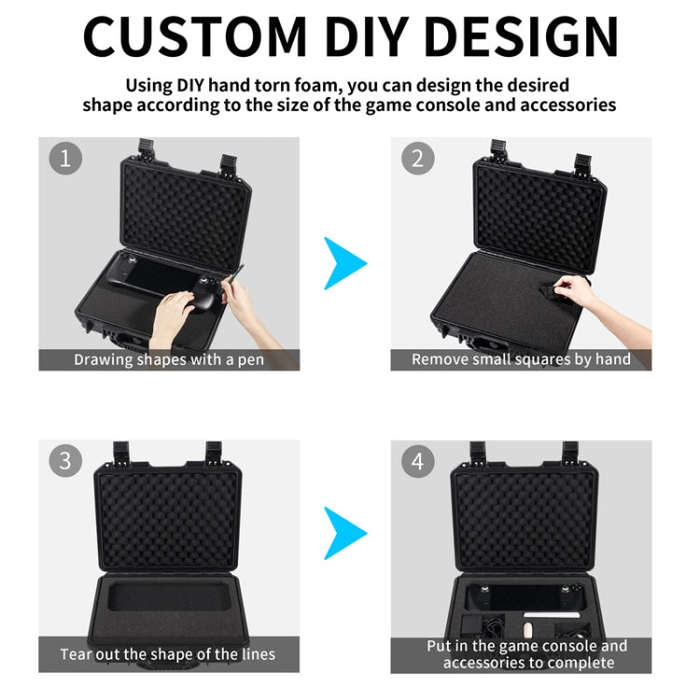 STARTRC GAMES DIY Lined Palm Storage Case IP67 Waterproof Hard Shell Case(Black)