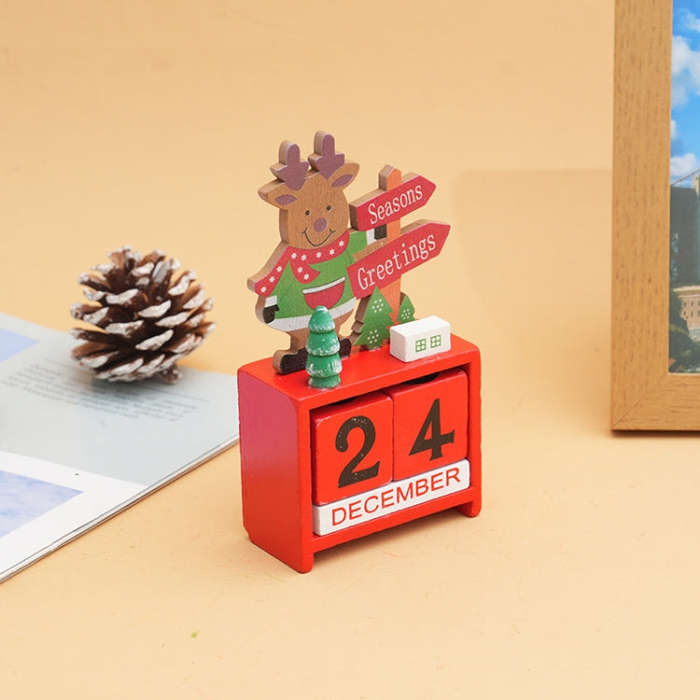 Children Toy Christmas Gift Wooden Calendar Christmas Eve Desktop Ornament, Style: Moose