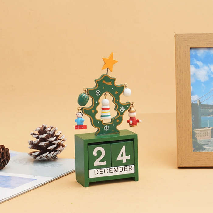 Children Toy Christmas Gift Wooden Calendar Christmas Eve Desktop Ornament, Style: Calendar Tree ...