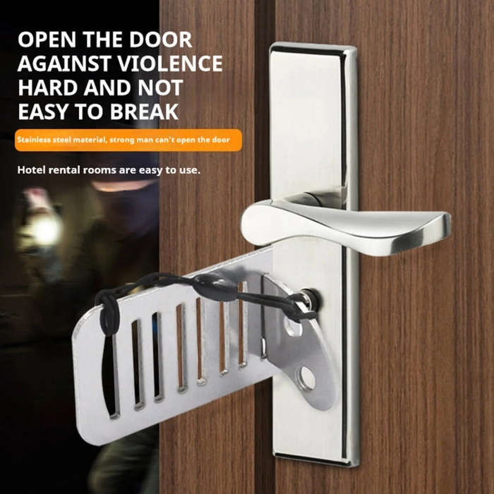 Female Self-defense Anti-theft Home Hotel Anti-lock Door Blocker(Stainless Steel)
