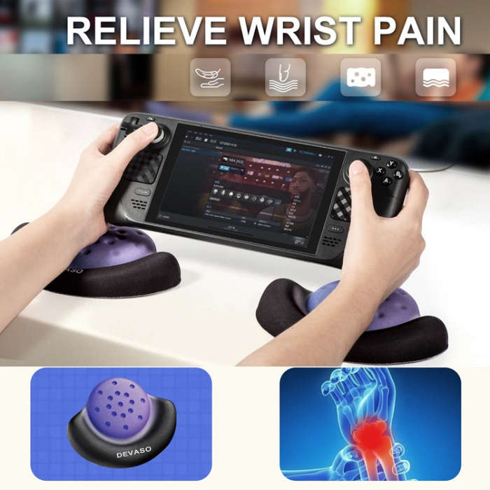 DEVASO 1pair Palm Memory Foam Hand Rest Pad Wrist Mat