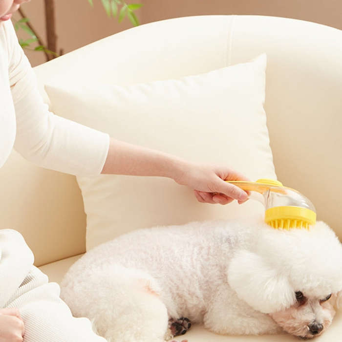 Long Handle Pet Bathing Brush Silicone Dogs Cats Cleaning Massage Brush Grooming Comb, Style: Fin...