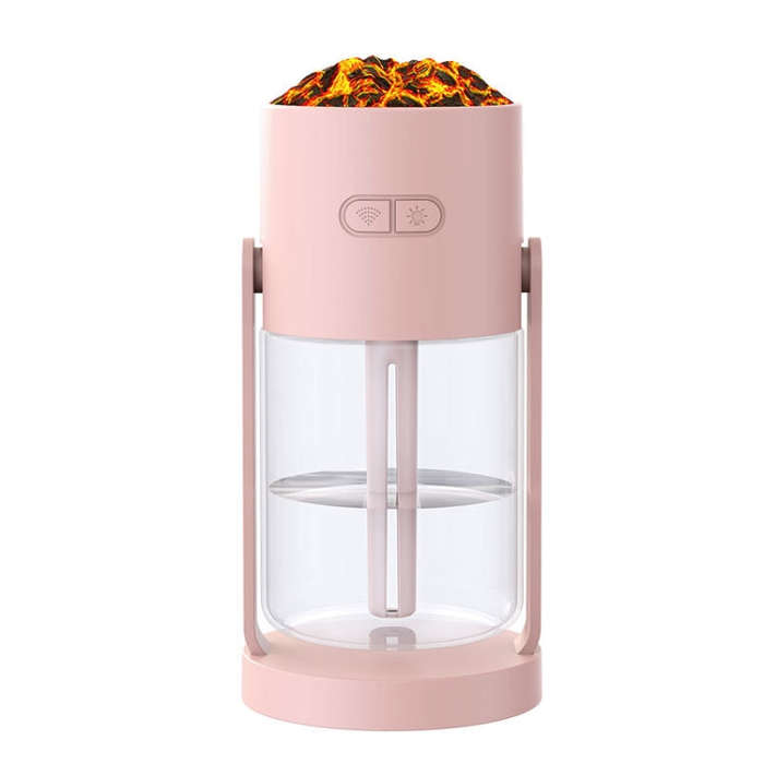 280ml Volcano Cup Rotating Air Humidifier Mini Colorful Ambient Light Car Aroma Diffuser(Pink)