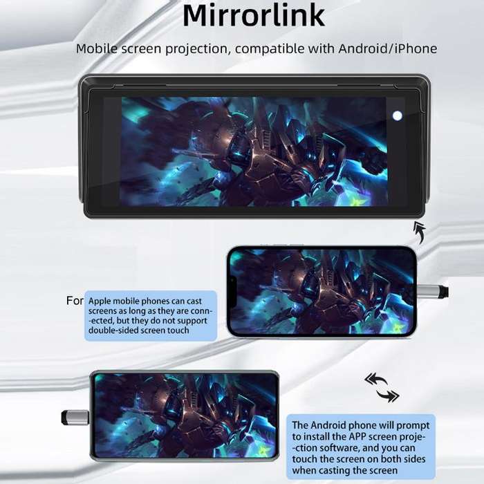10.26 Inch Car Multimedia Display Supports Carplay/Android Auto Screen Mirroring(Display+ Camera)