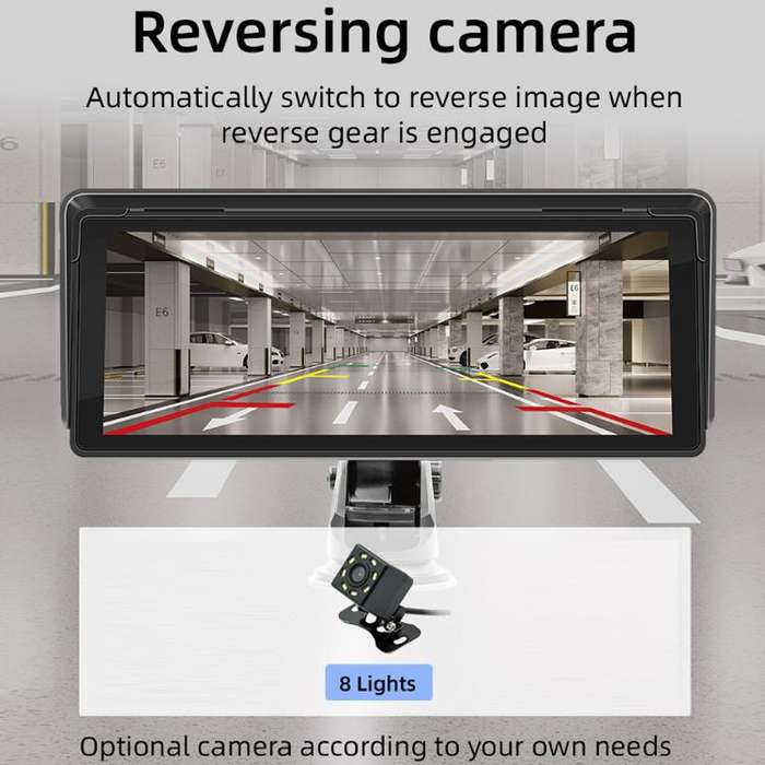 10.26 Inch Car Multimedia Display Supports Carplay/Android Auto Screen Mirroring(Display+ Camera)