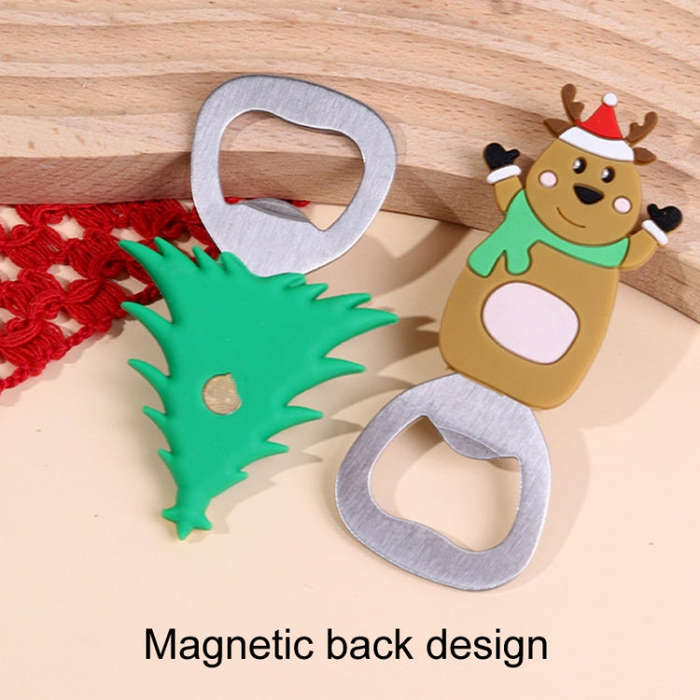 Magnetic Cute Cartoon Stainless Steel Bottle Opener Refrigerator Sticker Decoration, Style: Chris...