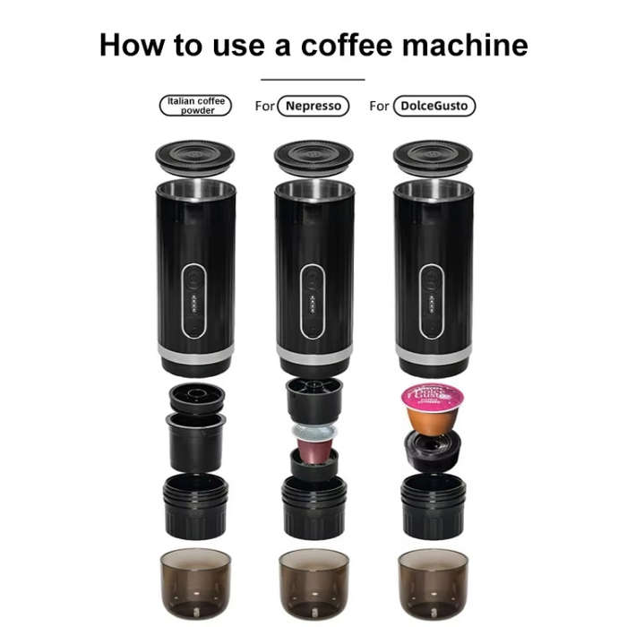 3 In 1 Automatic Wireless Italian Capsule Coffee Machine Portable Rechargeable Heating Coffee Mak...