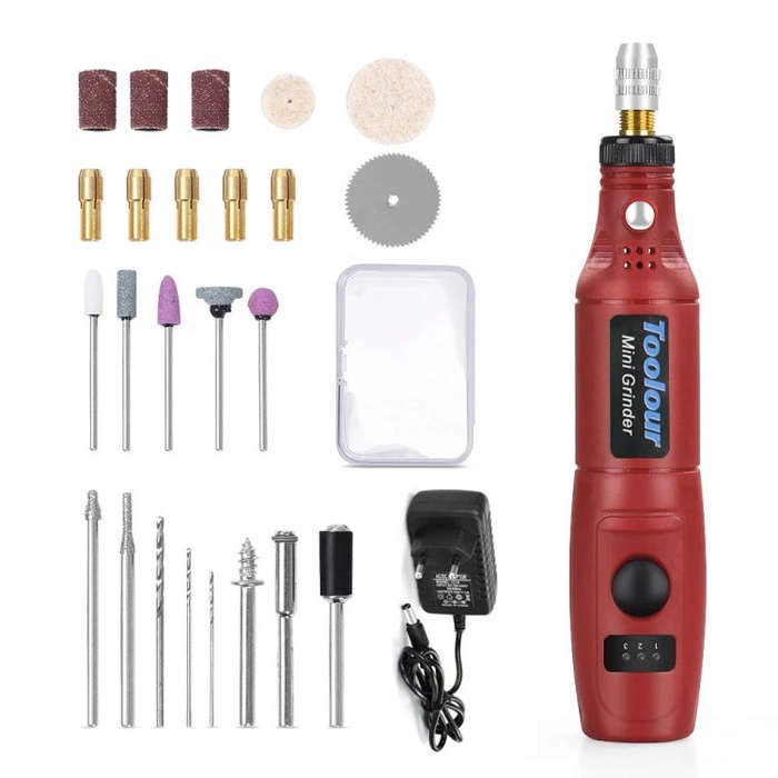 Mini Electric Grinder Micro Grinding Pen DIY Small Carving Tools(EU Plug Red)