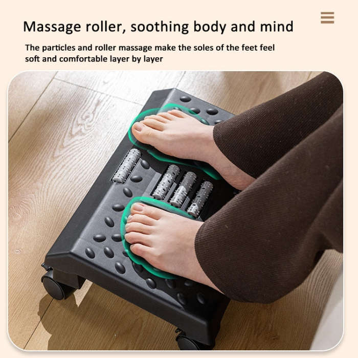 Massage Footrest Foot Rest for Under Desk with 360 Degree Swivel Casters(Black)