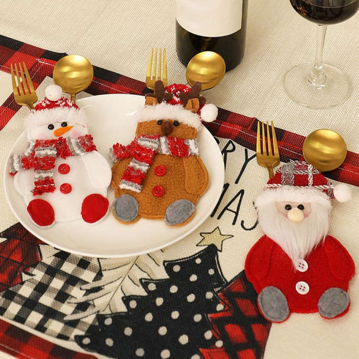 Christmas Table Decorations Home Cartoon Knife and Fork Cover(Elk)