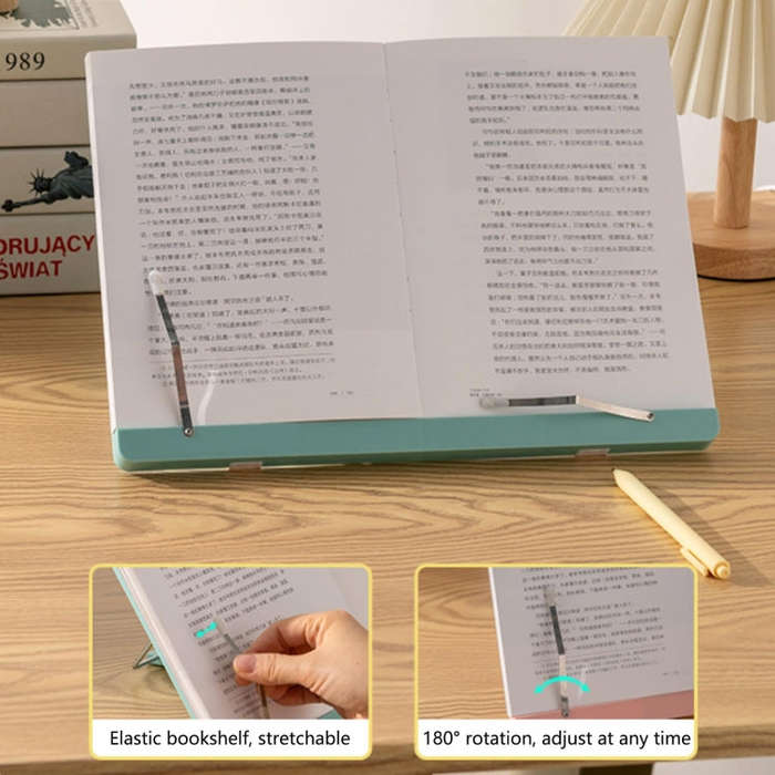 Student Reading Stand Desktop Adjustable Book Holder Folding Tablet Stand(Pink)