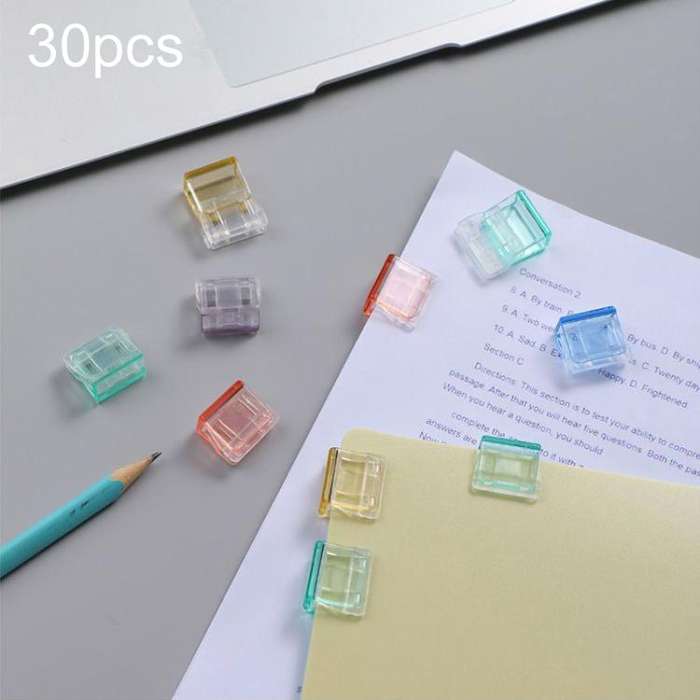30pcs Anti-Roll Retainer Push-Pull Clip A4 Paper Loose-leaf Clip(Random Color)