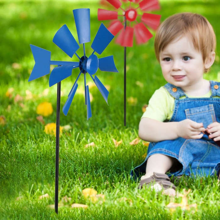 Landscape Craft Rotating Windmill Ornament Outdoor Rustic Garden Decoration Inserts(Yellow)