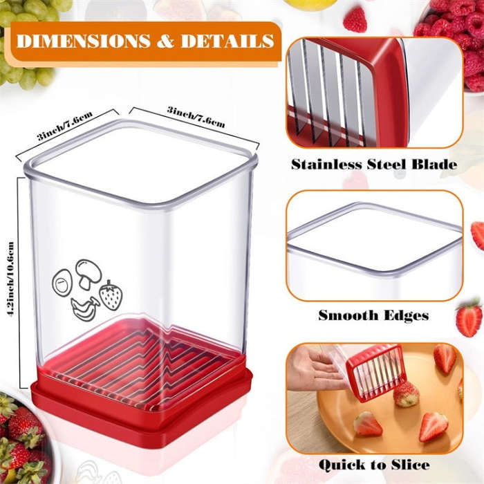Multifunctional Household Kitchen Fruit And Vegetable Slicer With Push Plate(Red)