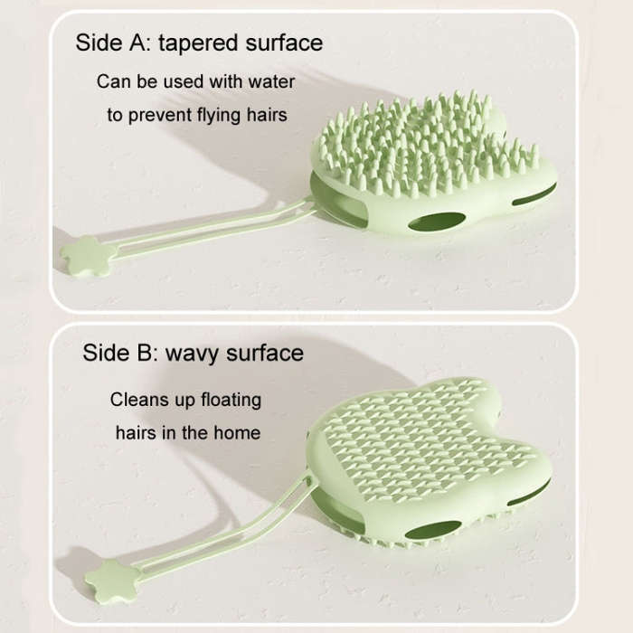 Pet Cleaning And Detangling Comb Cats And Dogs Bathing Brush, Color: Cats Ear Green