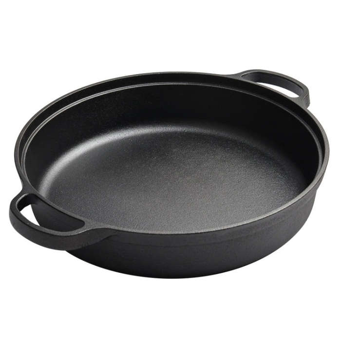 22cm Cast Iron Cooking Pot Wok Nonstick Frying Pan Restaurant Kitchen Skillet Camping Cooker